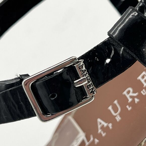 Lauren by Ralph Lauren Aurelia Black Patent Flat Harness Thong Sandals Women 10 - Picture 7 of 10